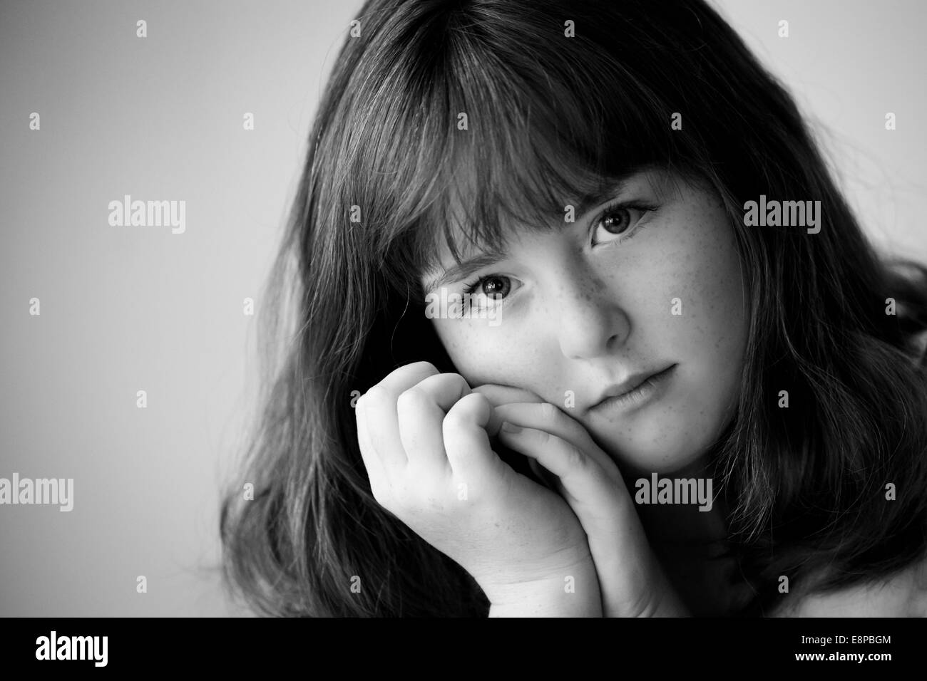 Portrait of teenage girl (13-15) Stock Photo