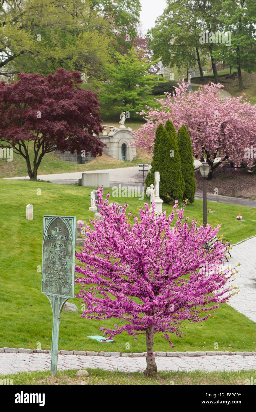 Green-Wood Cemetery mausoleums in Brooklyn NYC Stock Photo