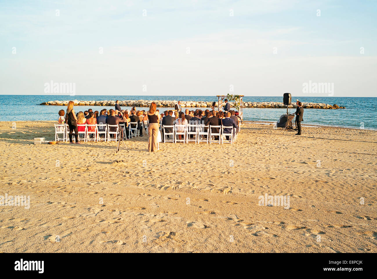 -Weddings in Beach- Cambrils (Spain). Stock Photo