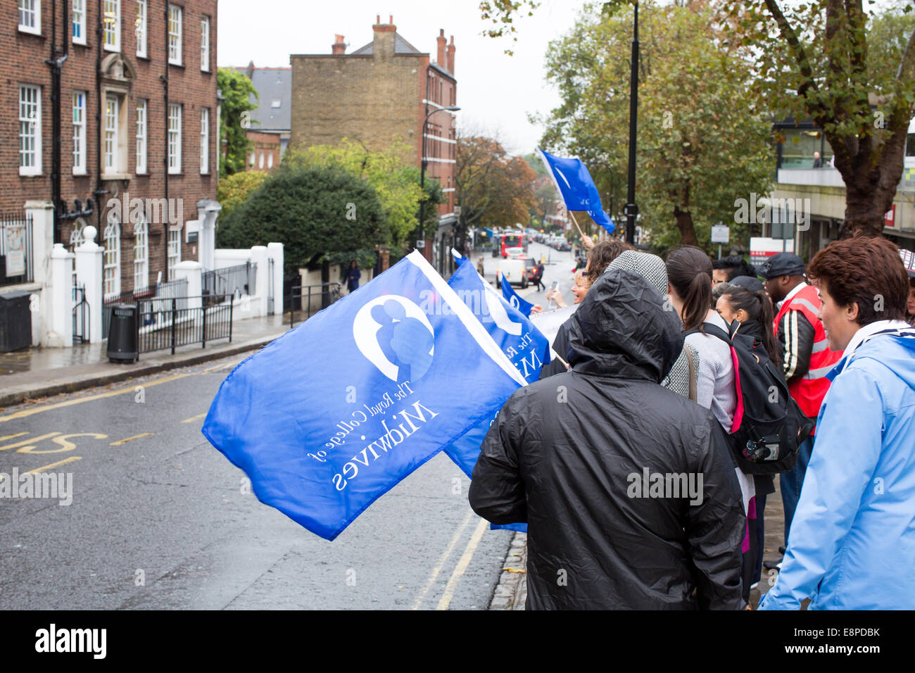 London, UK. 13th October, 2014. NHS Strike which includes Nurses, Porters, The Ambulance Service and Maintenance workers. Credit:  Fantastic Rabbit/Alamy Live News Stock Photo