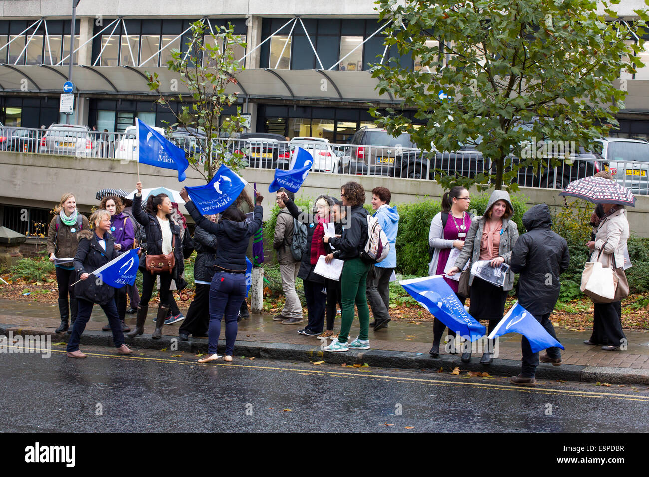London, UK. 13th October, 2014.  NHS Strike which includes Nurses, Porters, The Ambulance Service and Maintenance workers. Credit:  Fantastic Rabbit/Alamy Live News Stock Photo