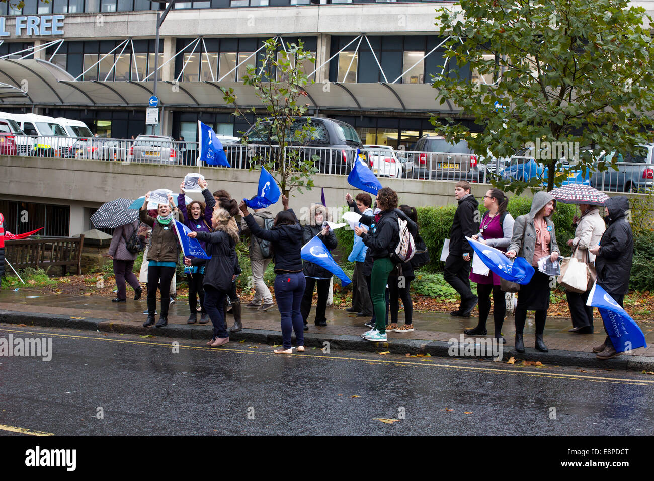 London, UK. 13th October, 2014. NHS Strike which includes Nurses, Porters, The Ambulance Service and Maintenance workers. Credit:  Fantastic Rabbit/Alamy Live News Stock Photo