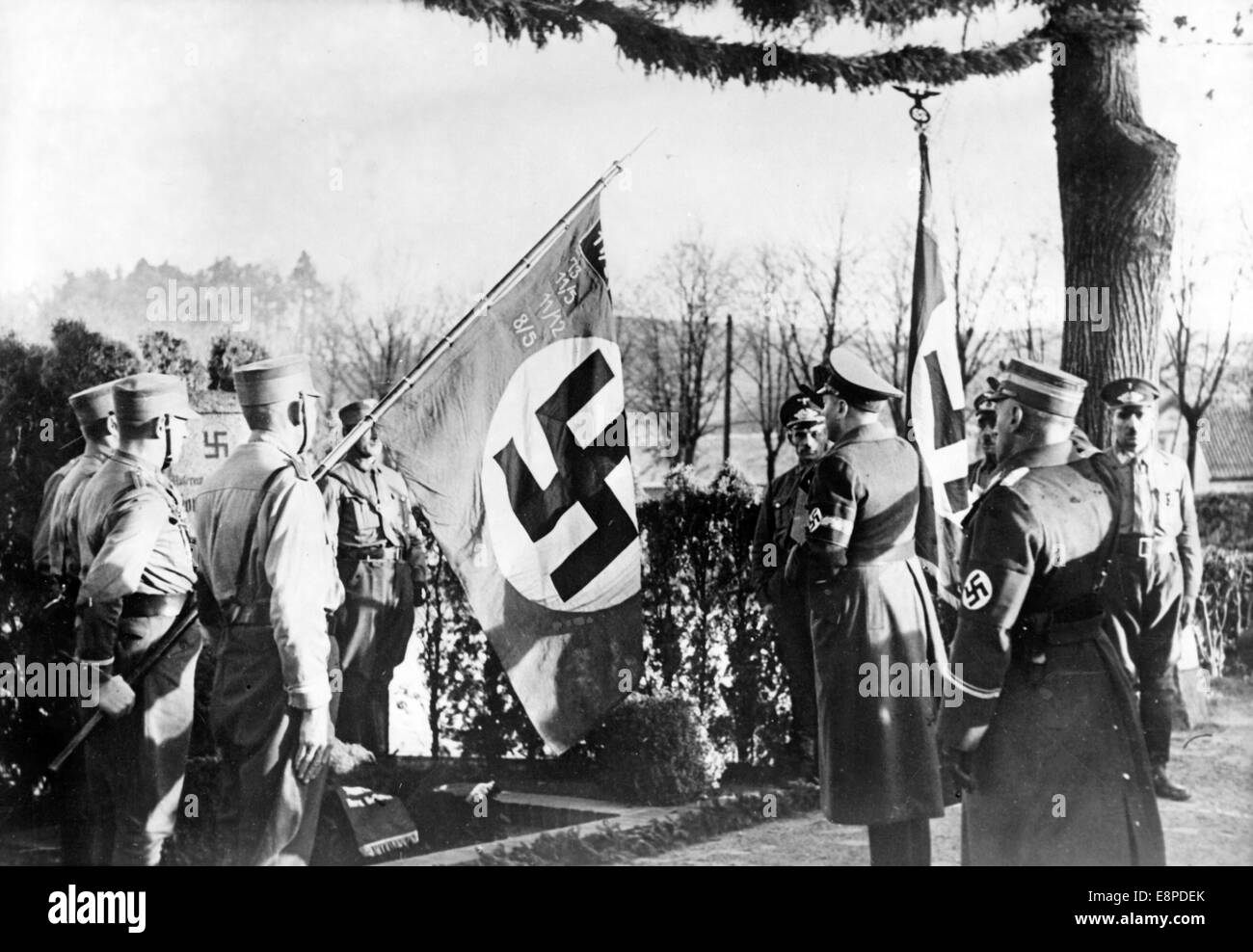 The Nazi propaganda picture shows Gauleiter of Danzig Albert Forster during a wreath laying ceremony at the Horst Hoffmann memorial, who was killed during the street fighting between the Nazis and the Social Democrats at the beginning of the 1930s, in Danzig, Poland, date unknown (1933-1945). Photo: Berliner Archive - NO WIRE SERVICE Stock Photo