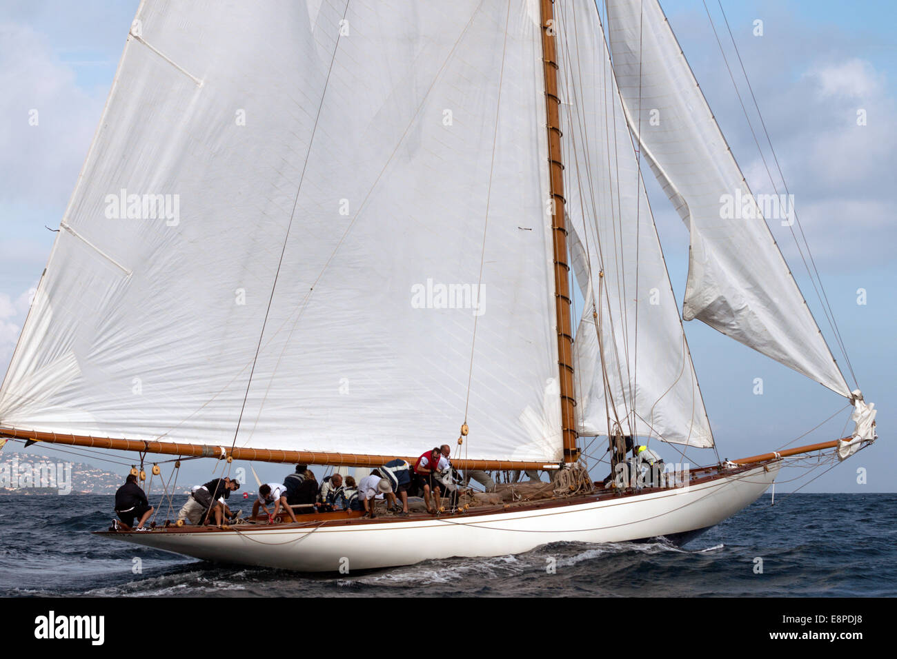 Classic yacht Mariska tack maneuver Stock Photo - Alamy