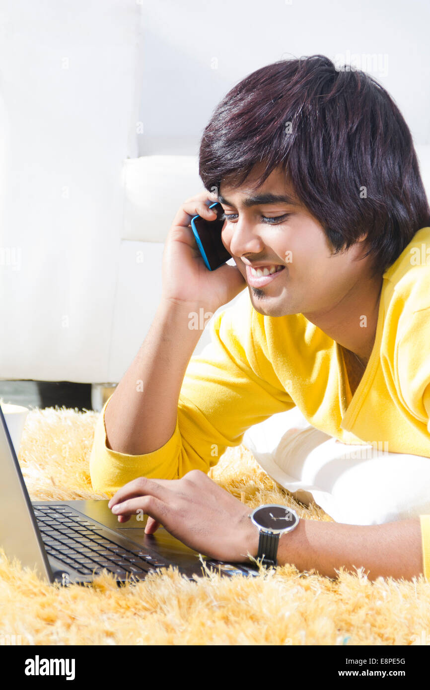 indian model with laptop Stock Photo