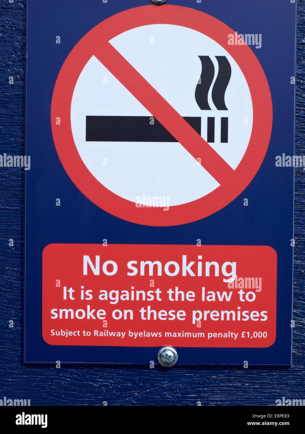 No smoking sign on railway platform UK Stock Photo