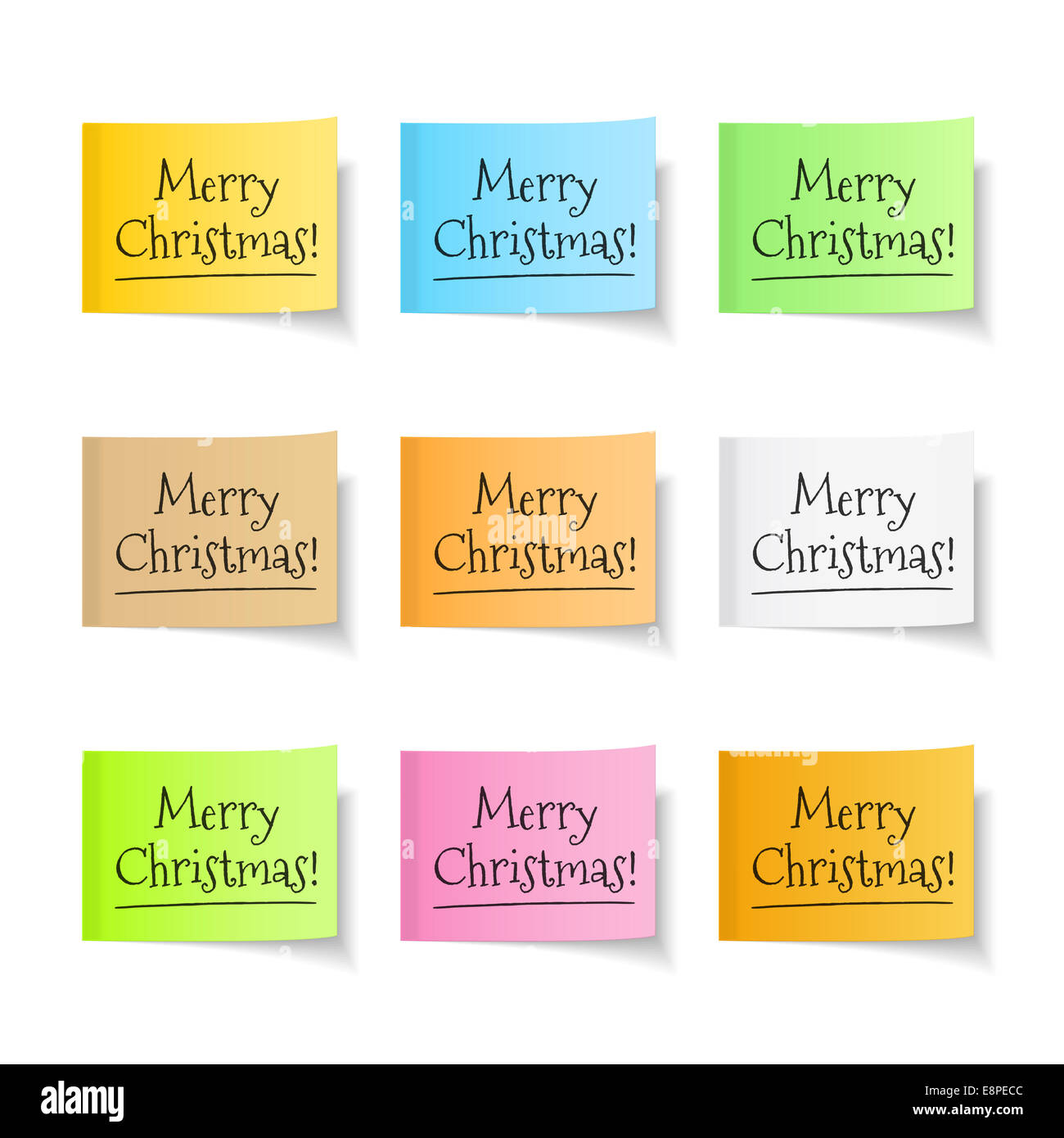 Merry christmas congratulation on sticky notes Stock Photo - Alamy