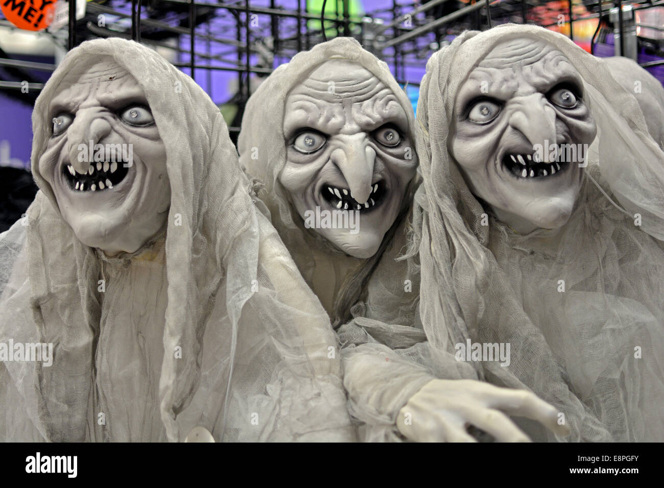 Display of Halloween decorations for sale at the Party City store ...