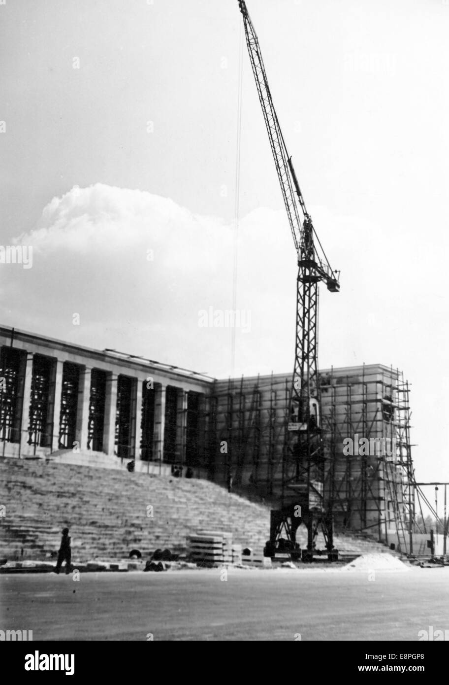 Building works on the grandstand of Zeppelin Field at the Nazi party rally grounds in Nuremberg, 1935/36. Construction works on the grandstand started after the Nuremberg Rally 1935 and it was completed in time for the Nuremberg Rally 1936. (Flaws in quality due to the historic picture copy) Fotoarchiv für Zeitgeschichtee - NO WIRE SERVICE - Stock Photo