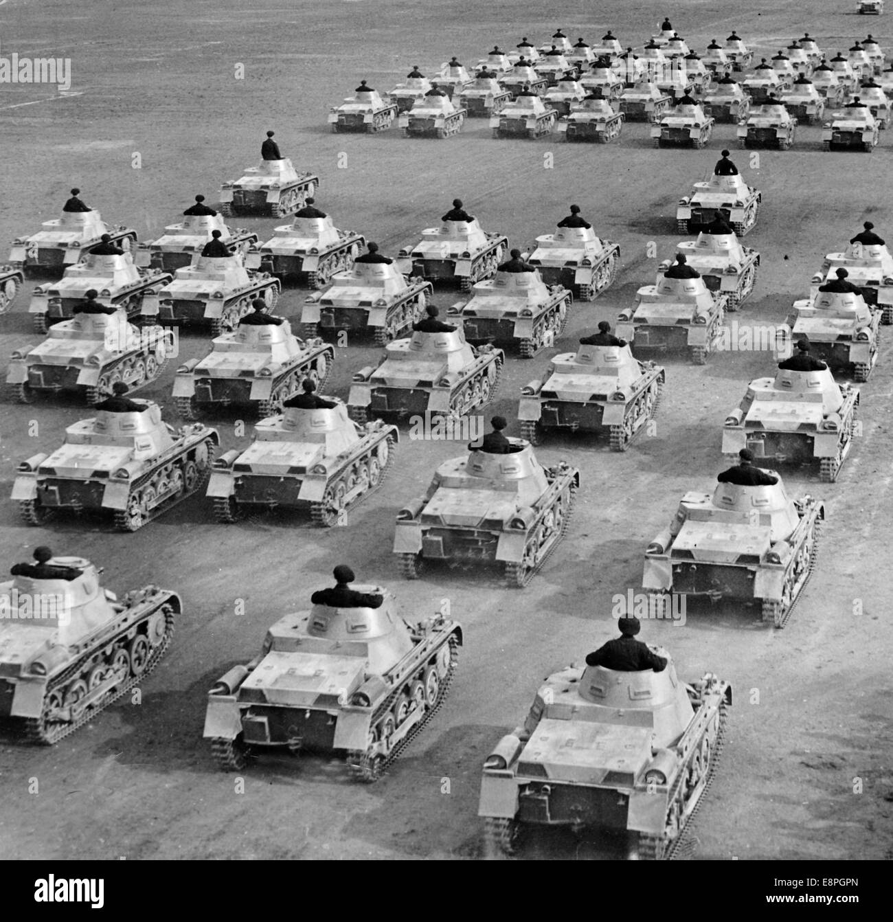 Nuremberg Rally 1936 in Nuremberg, Germany - Display of the Wehrmacht on Zeppelin Field at the Nazi party rally grounds, here: tanks. (Flaws in quality due to the historic picture copy) Fotoarchiv für Zeitgeschichtee - NO WIRE SERVICE – Stock Photo