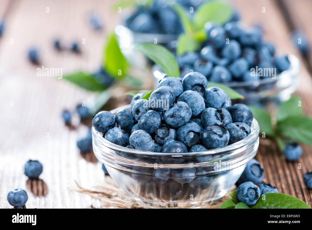 Portion of fresh harvested Blueberries (detailed closeup shot Stock