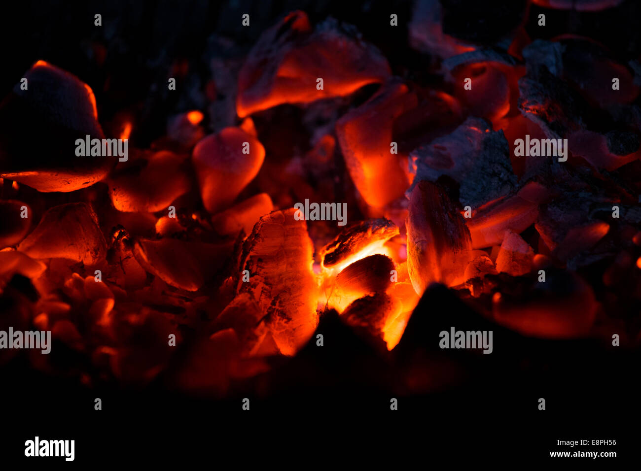 Burning charcoal in the dark, outdoors Stock Photo Alamy