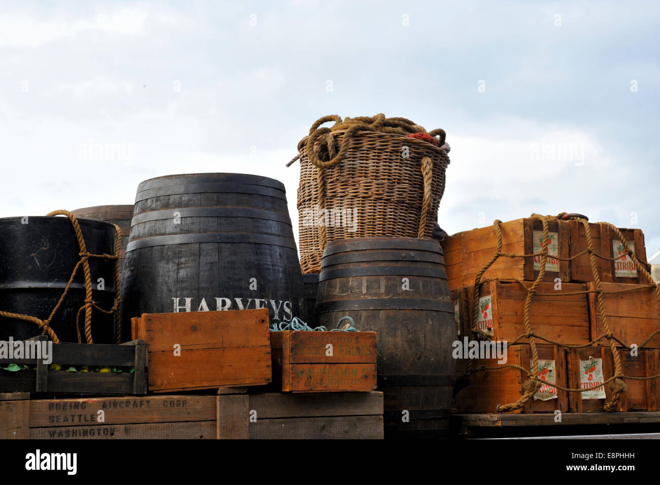 Reenactment of 1950's cargo on back of British Road Services lorry