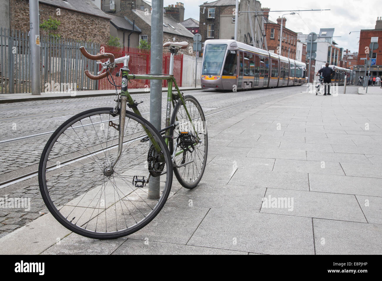 Tram and Bike on Benburb Street, Dublin, Ireland Stock Photo Alamy