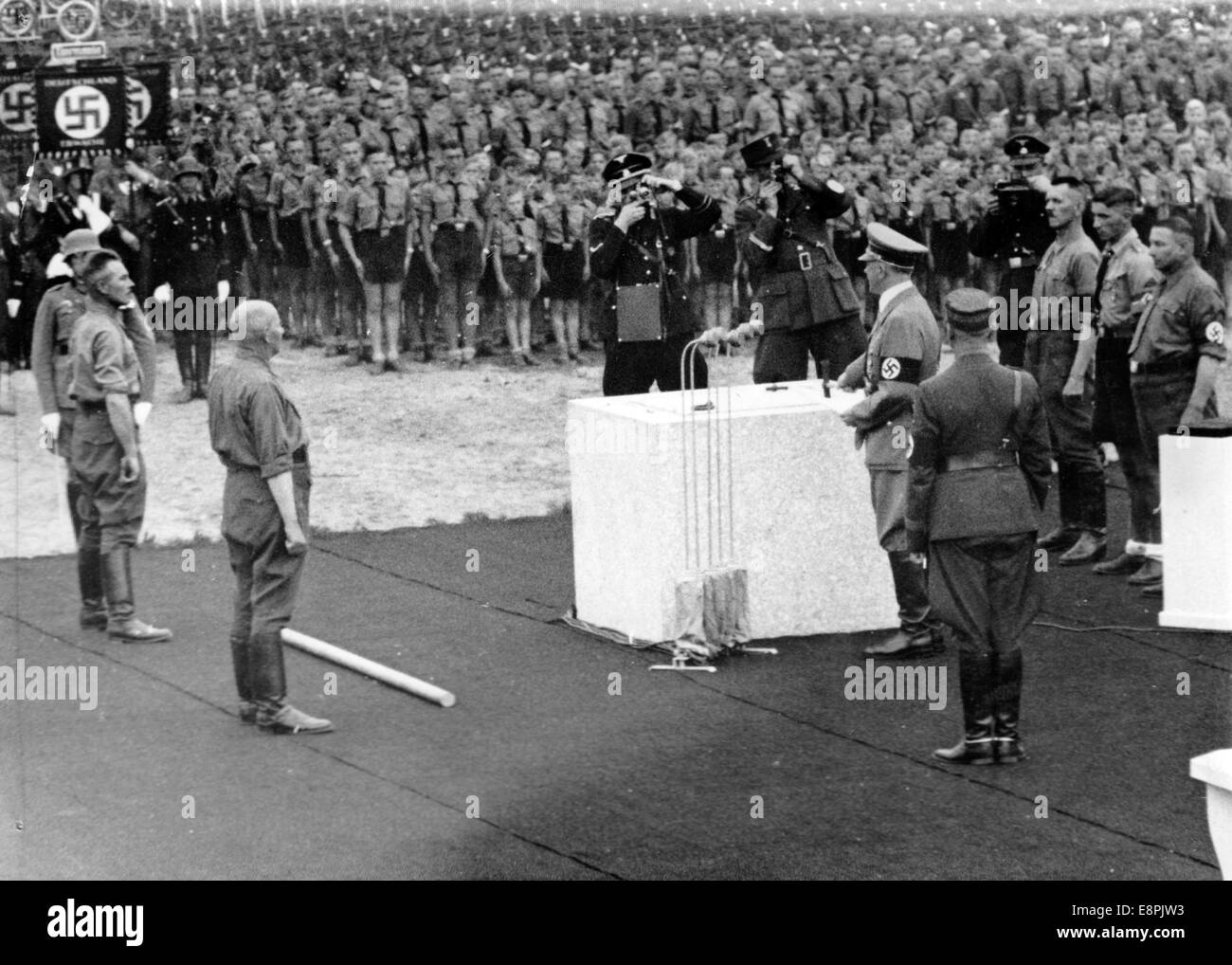Nuremberg Rally 1937 in Nuremberg, Germany - Nazi party rally grounds - Laying of the foundation stone for the German Stadium on the Nazi party rally grounds in the presence of Adolf Hitler on 09 September 1937. Fotoarchiv für Zeitgeschichtee - NO WIRE SERVICE – Stock Photo
