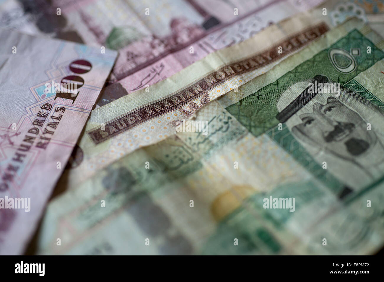 Saudi All Notes Banknotes from Saudi-Arabia lie on a table in Jeddah (Saudi-Arabia), 13 ...