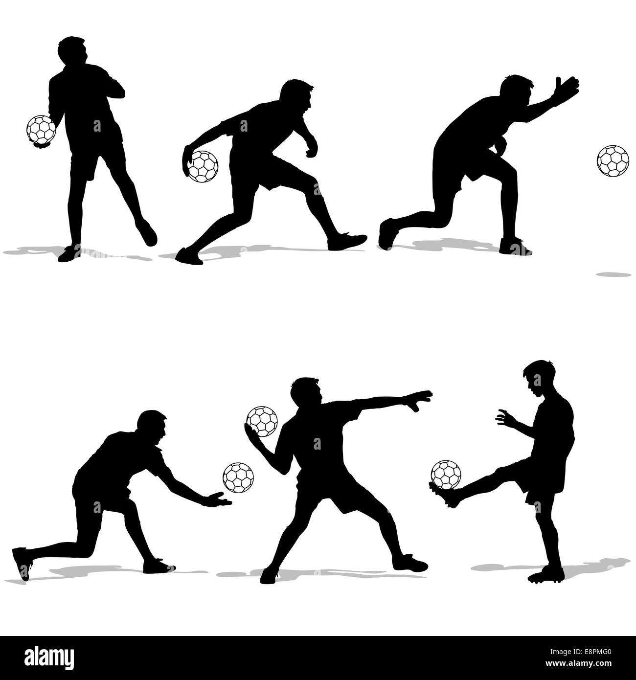 silhouettes of soccer players with the ball. Vector illustration Stock ...