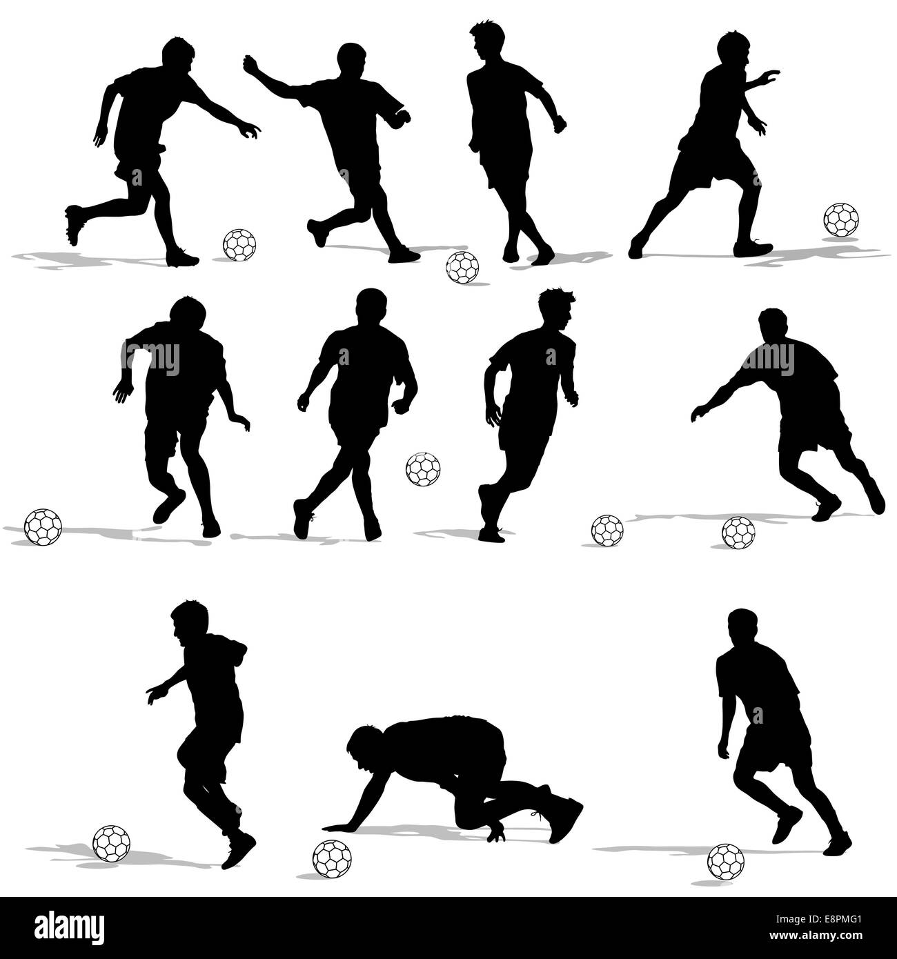 silhouettes of soccer players with the ball. Vector illustration Stock ...