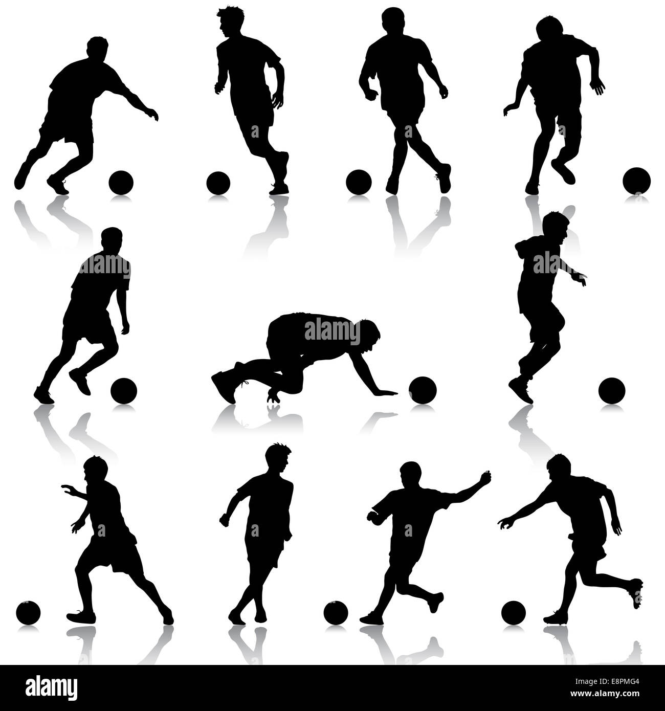 silhouettes of soccer players with the ball. Vector illustration Stock ...