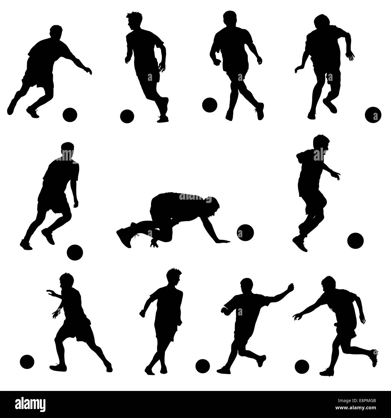 silhouettes of soccer players with the ball. Vector illustration Stock ...