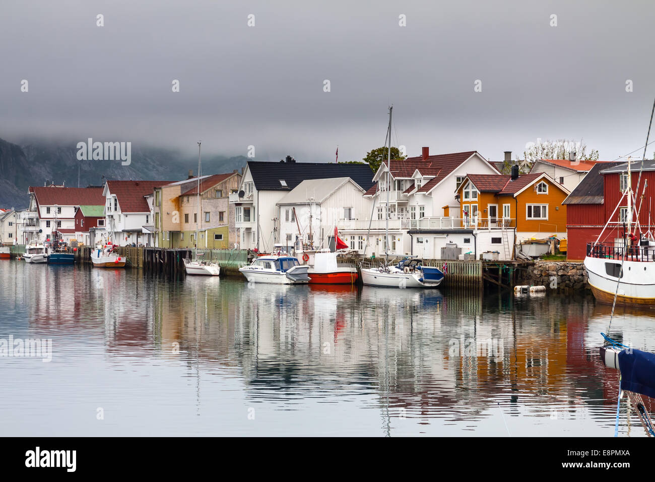 Fishing village Henningsvaer in Lofoten islands, norway Stock Photo