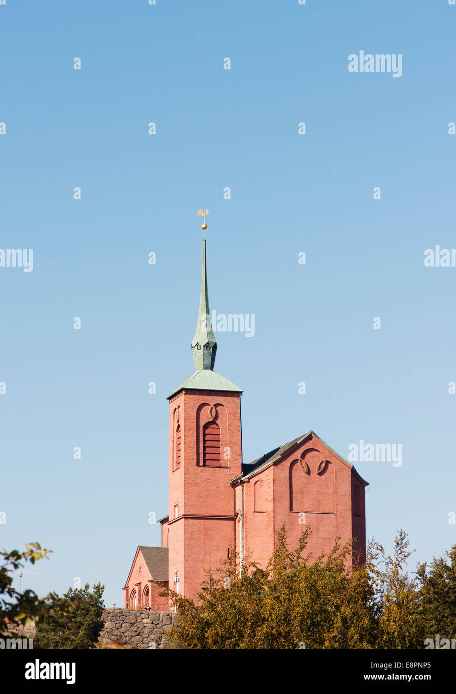 Church in Nynäshamn, south of Stockholm, Sweden. Stock Photo
