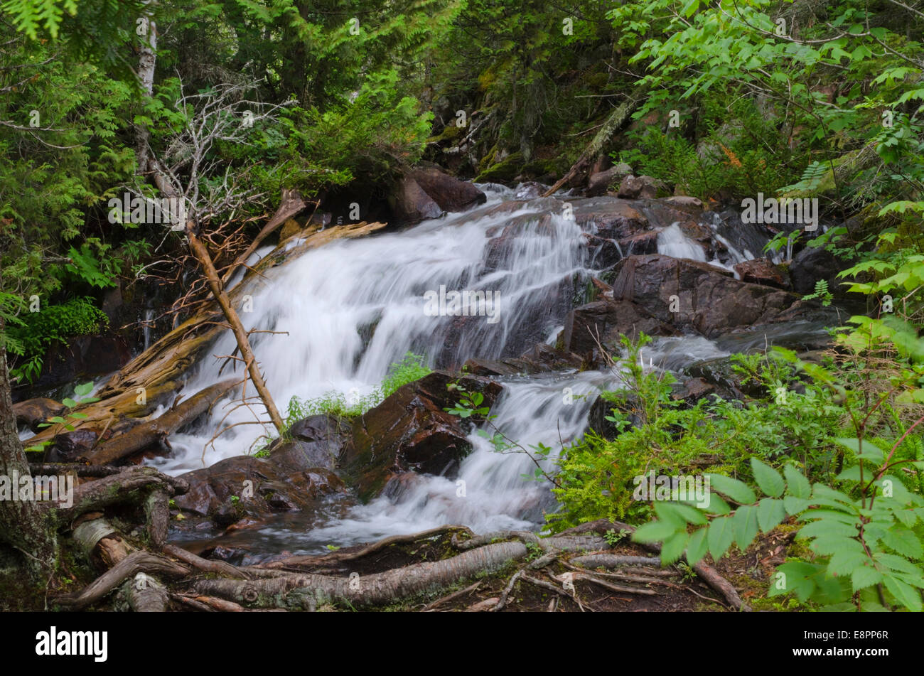 Cascading water over rocks north of Superior Lake Stock Photo - Alamy