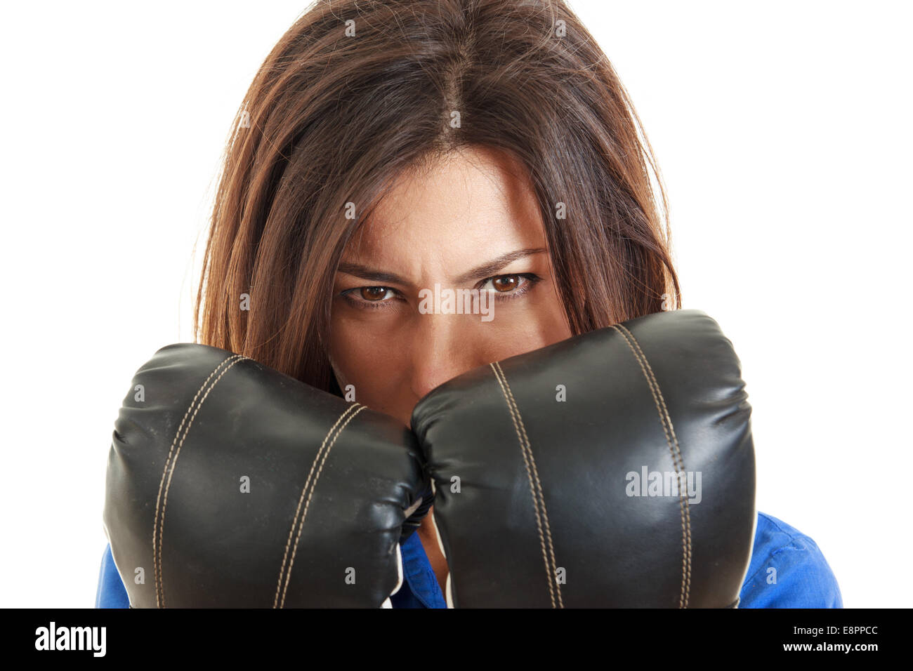 Closeup portrait of a determined female boxer. Confident, fearless and ...