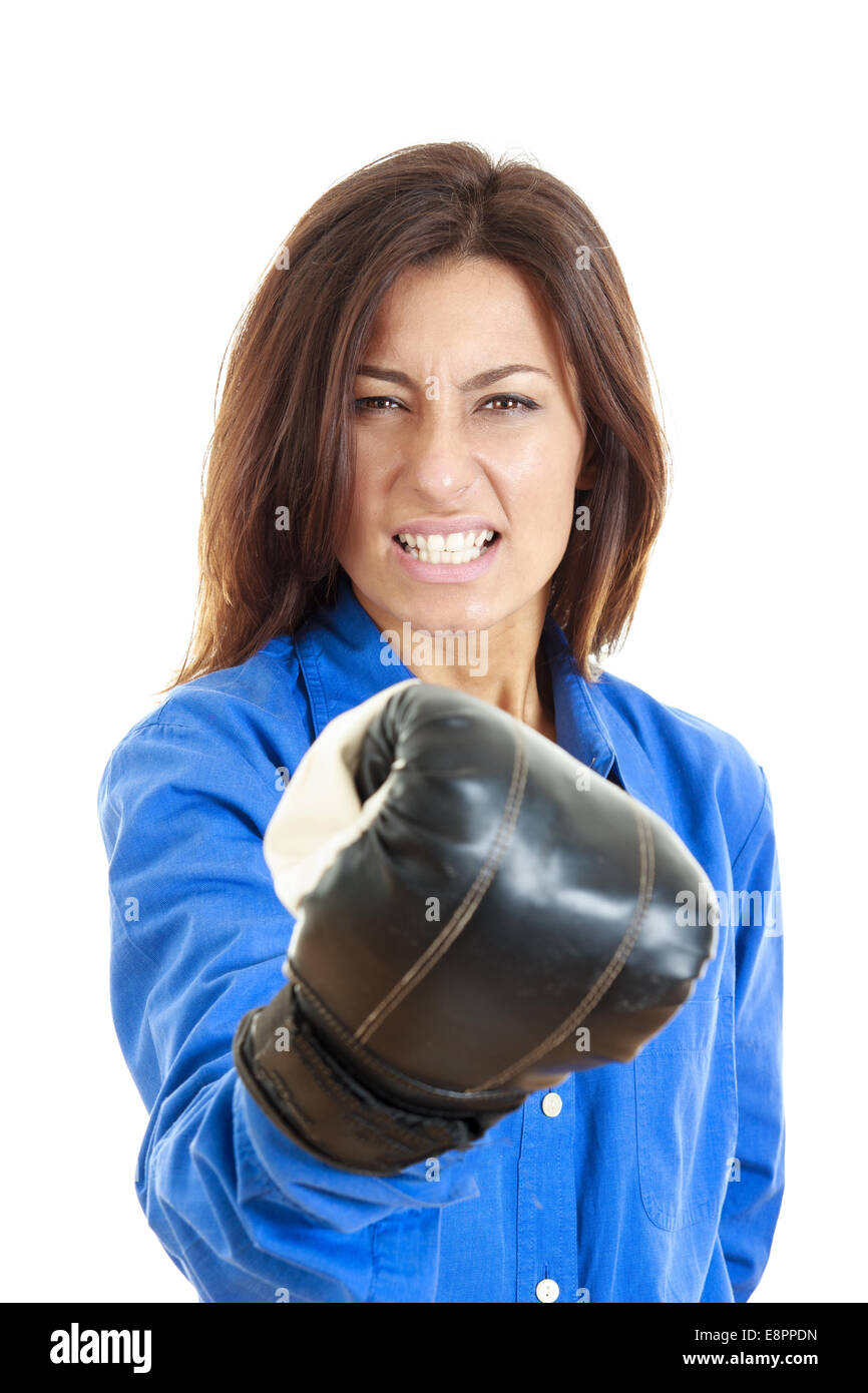 Fearless And Furious Young Business Or Casual Woman Showing Her Fist