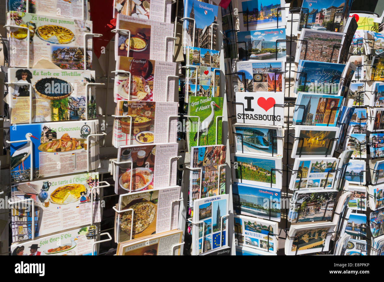 Racks of postcards in Strasbourg, France, Europe Stock Photo