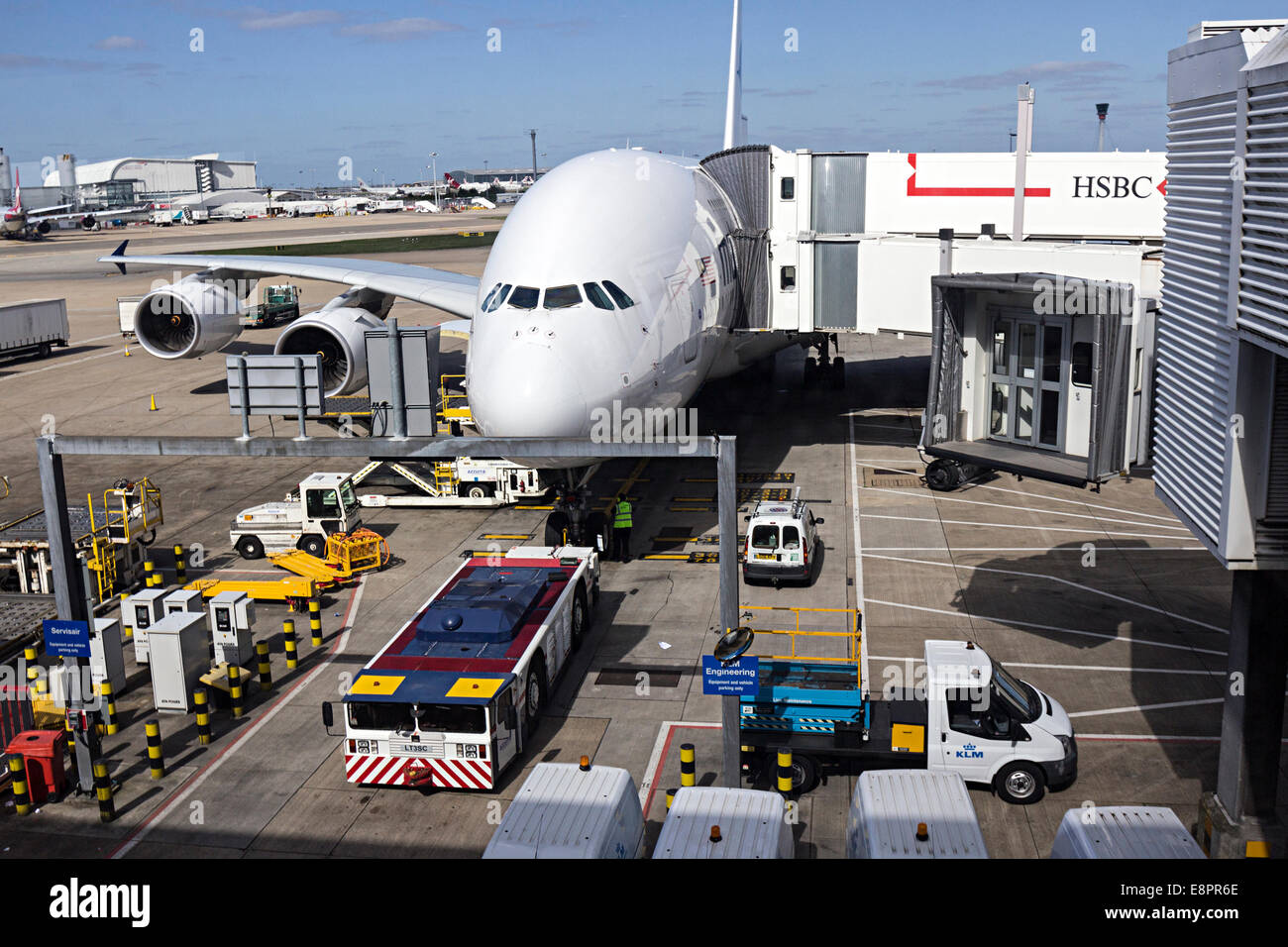 Aircraft at terminal waiting departure, Heathrow airport, London, UK Stock Photo
