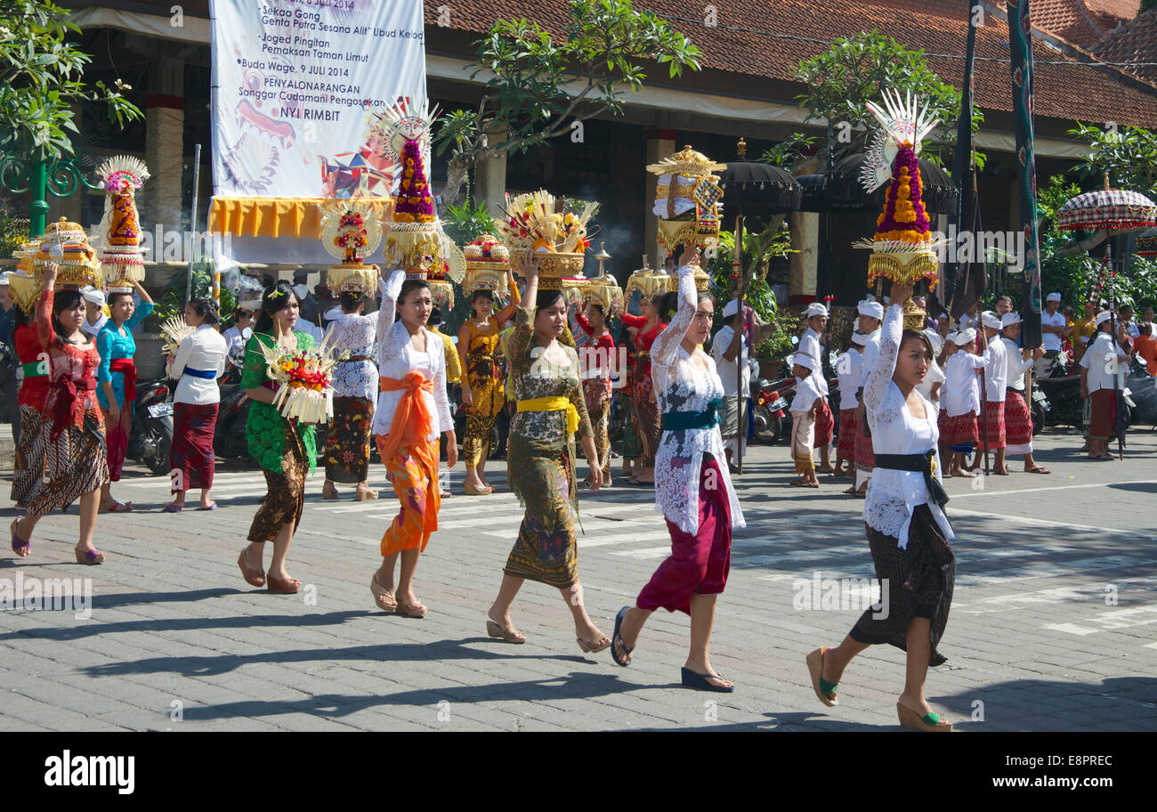 Women in procession Ubud Bali Indonesia Stock Photo