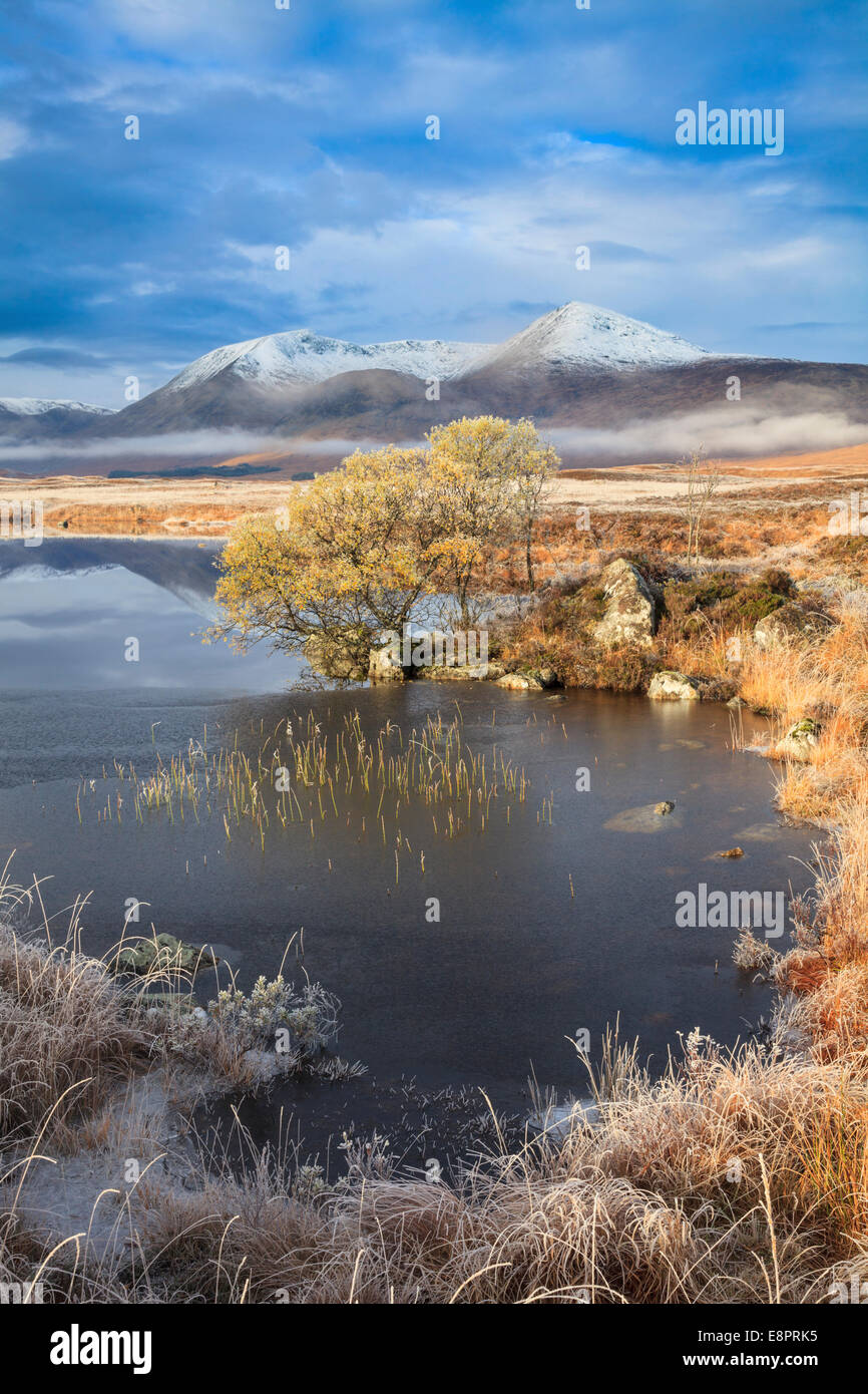 Lochan na h-Achlaise on Rannoch Moor in the Scottish Highlands. Stock Photo