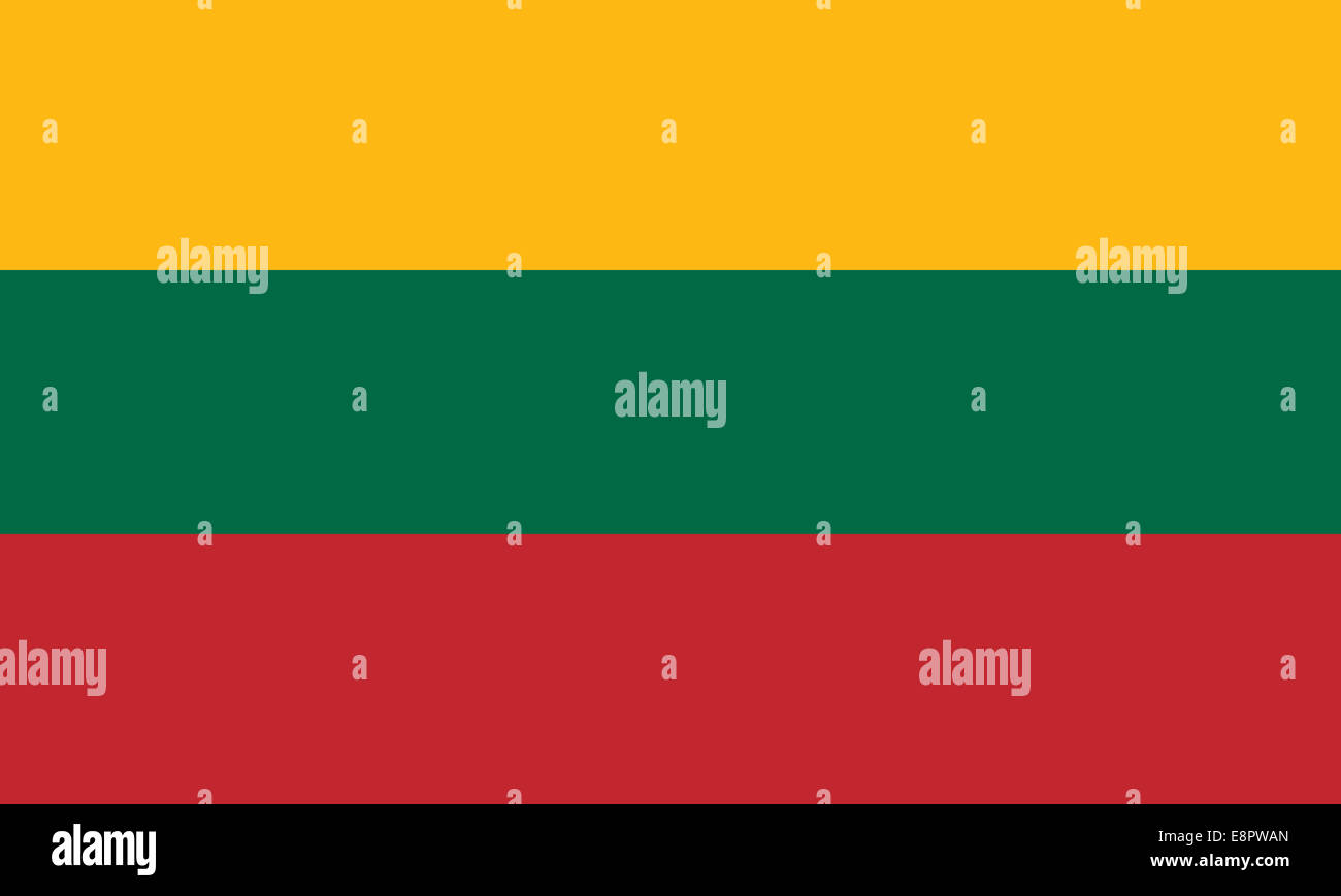 Flag of Lithuania - Lithuanian flag standard ratio - true RGB color mode Stock Photo