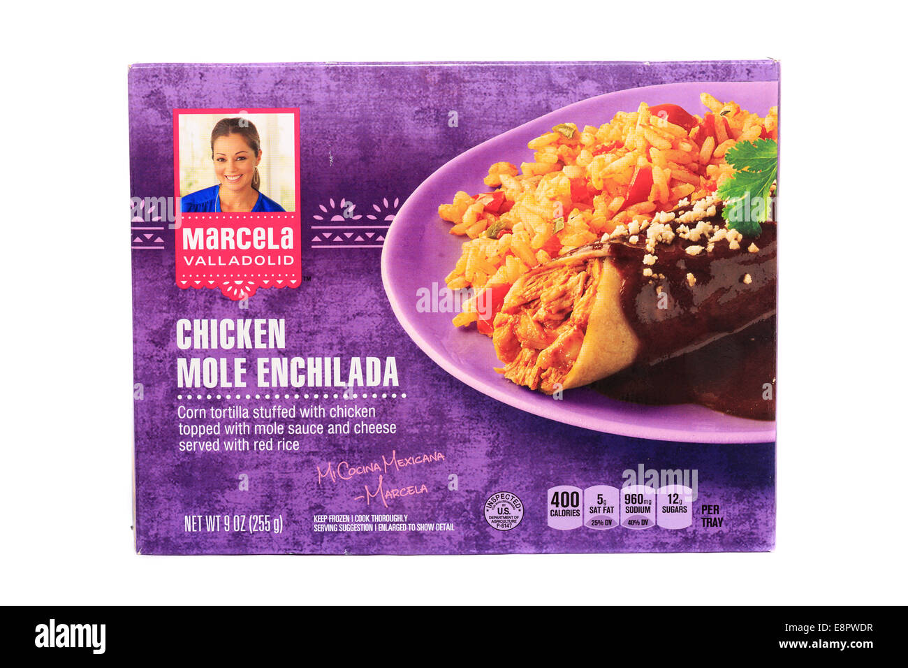 Safeway Brand Marcela Valladolid Chicken Mole Enchilada Ready Meal Prepared from frozen Stock Photo