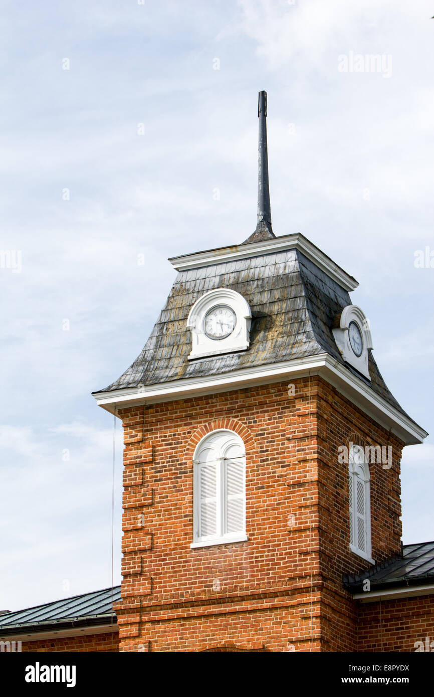 This clock tower can be found downtown in Brevard, North Carolina. Stock Photo