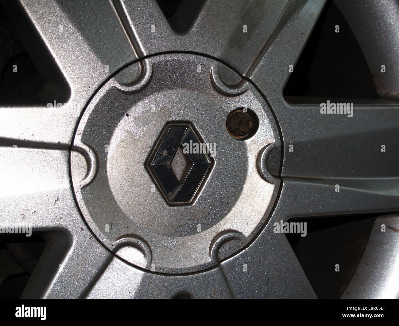 Renault 6 spoke alloy wheel detail Stock Photo