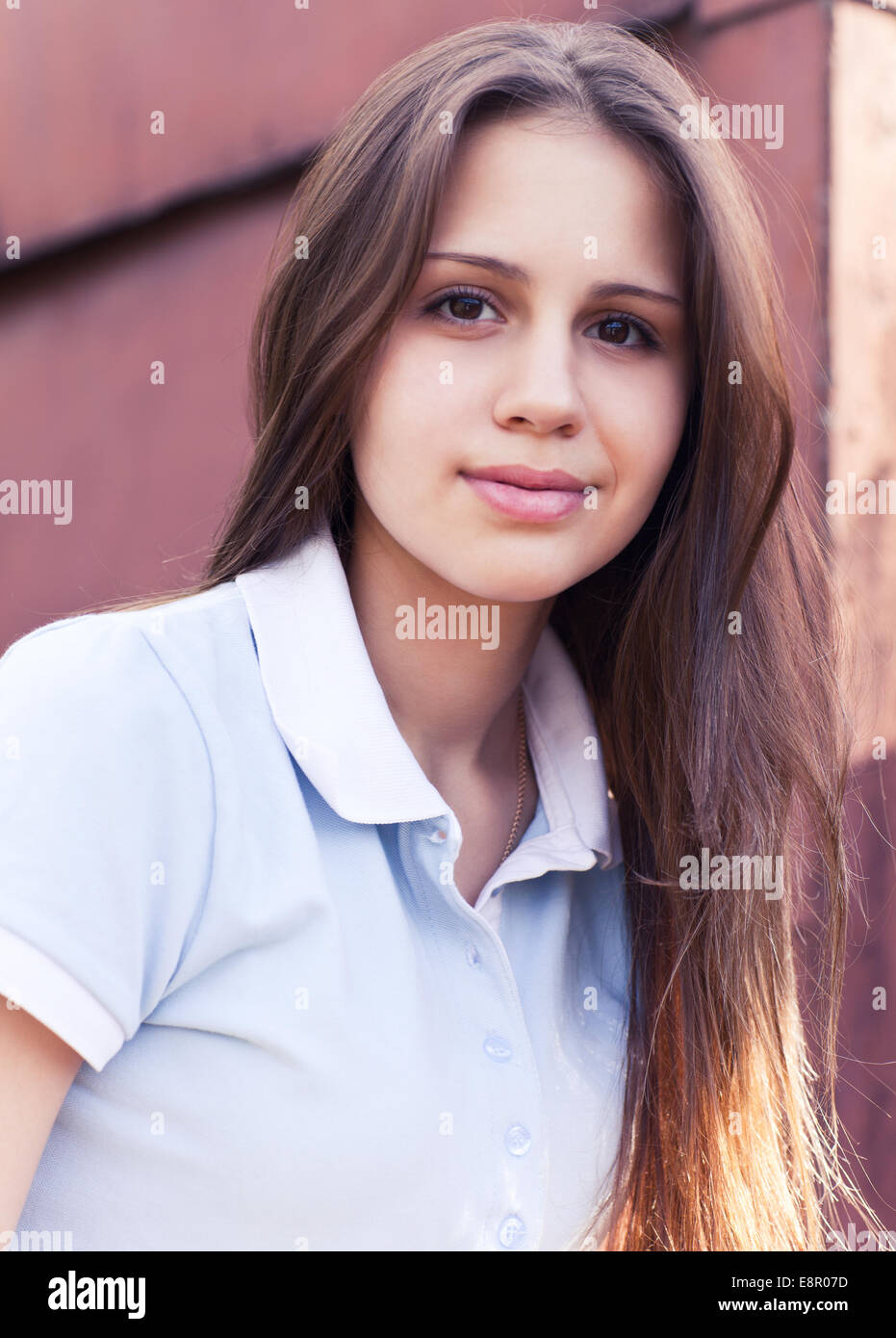Portrait of a beautiful happy teen girl in sunset light Stock Photo - Alamy