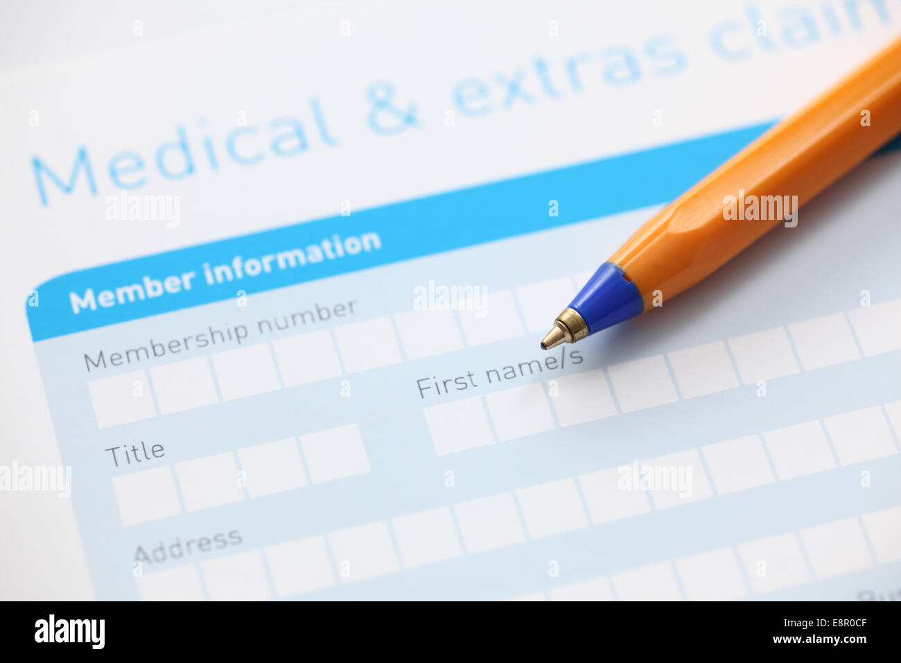 Medical claim form and ballpoint pen Stock Photo Alamy