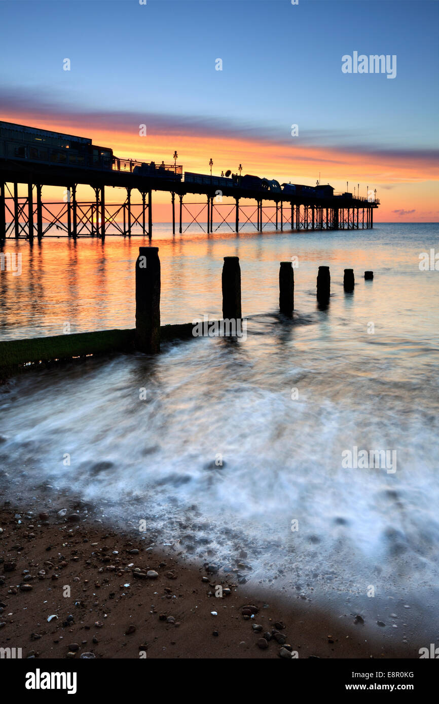 Teignmouth Pier captured at sunrise. Stock Photo