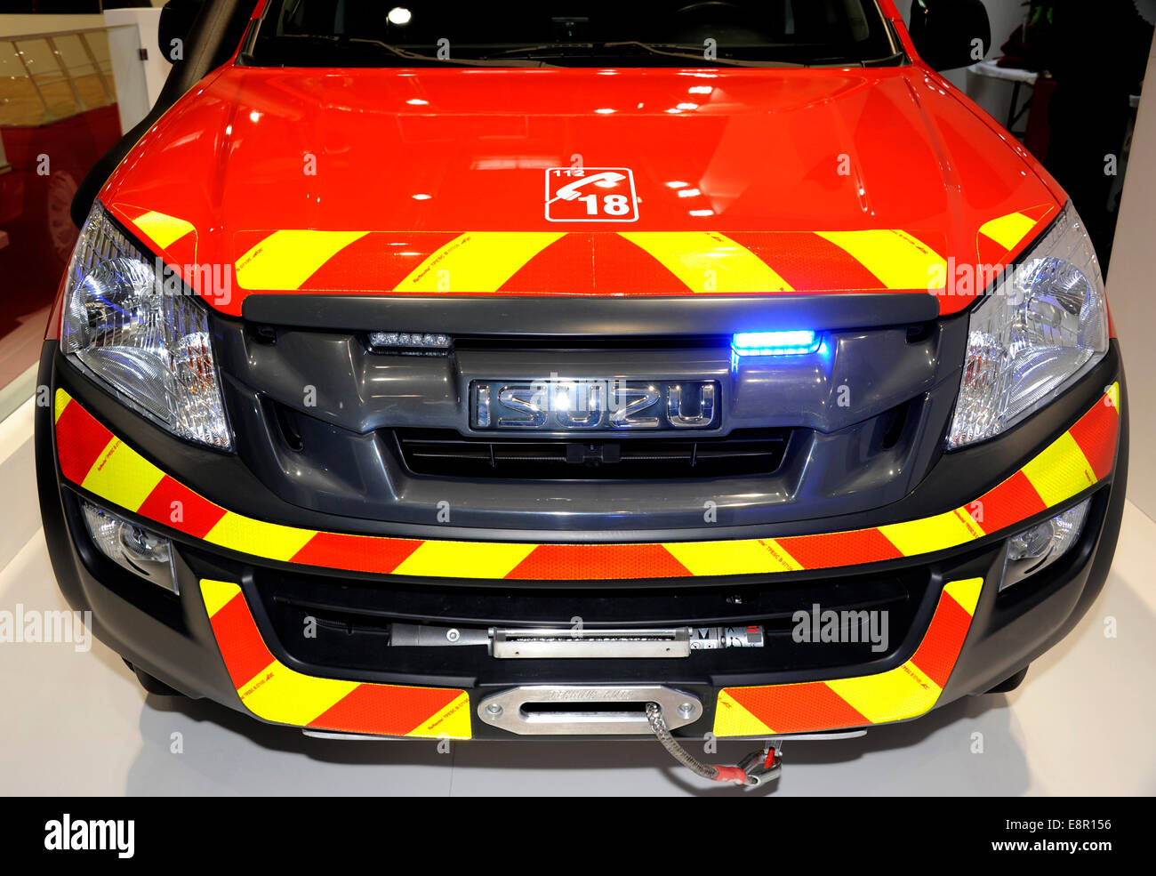 Isuzu,Fire truck,Paris Motor Show,France Stock Photo
