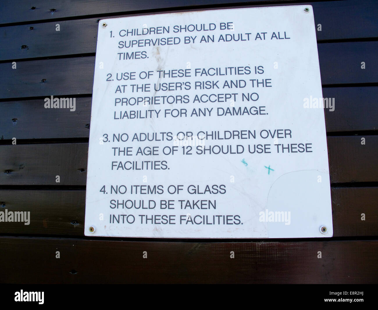Sign with rules for children's play equipment Stock Photo