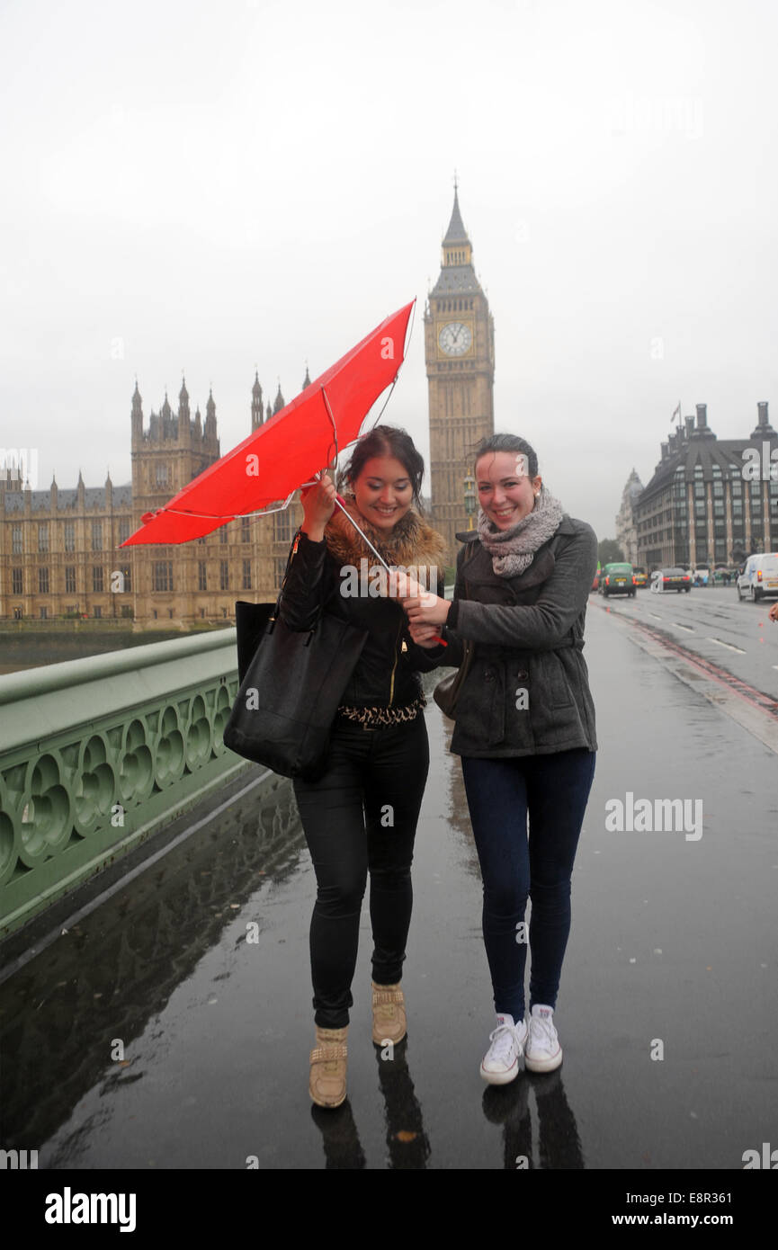 London, UK. 13th October, 2014. UK Weather Swiss tourists Ivana
