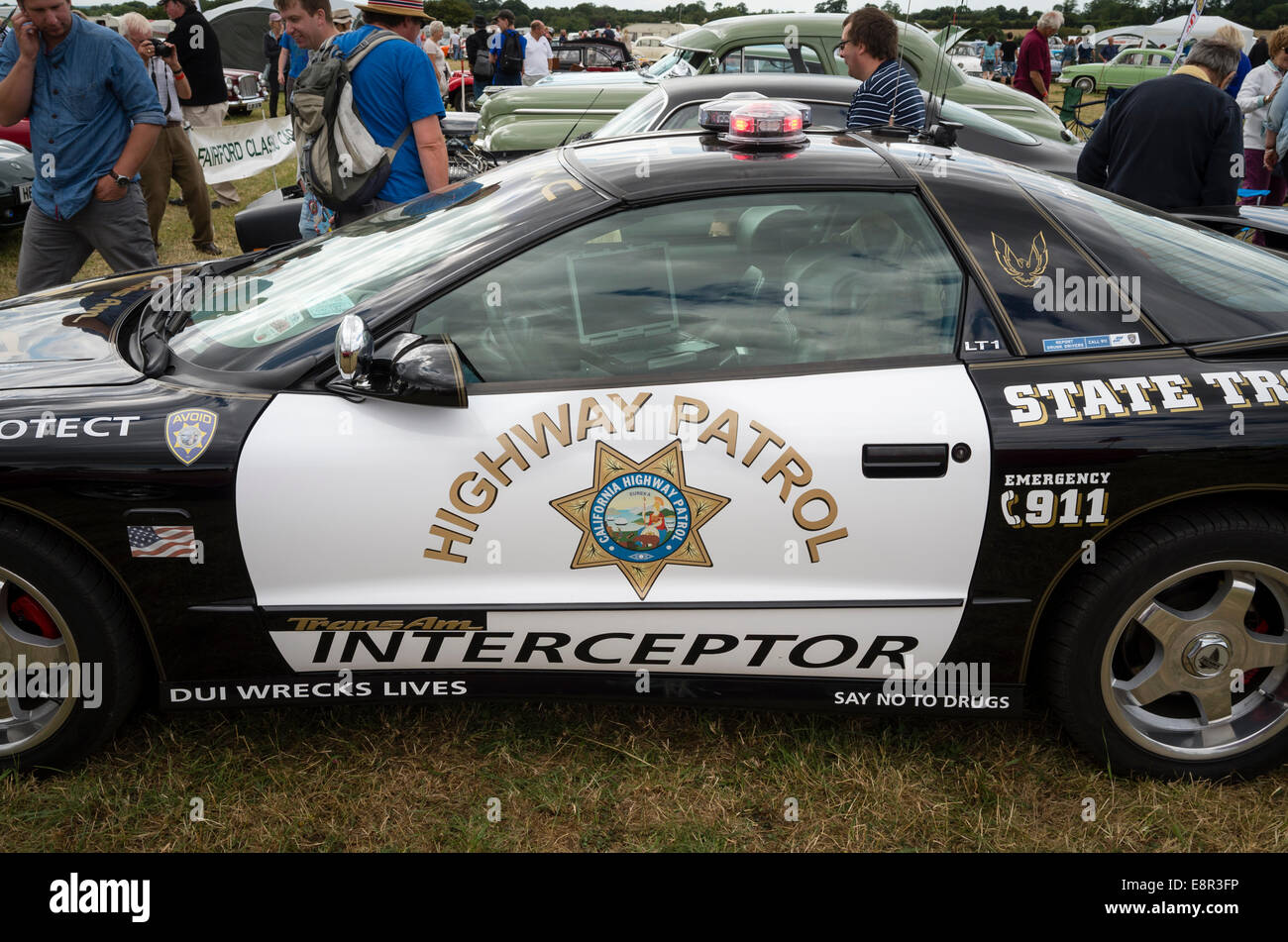 Side view of an ex-police car Pontiac Trans Am State Trooper vehicle at an English show Stock Photo