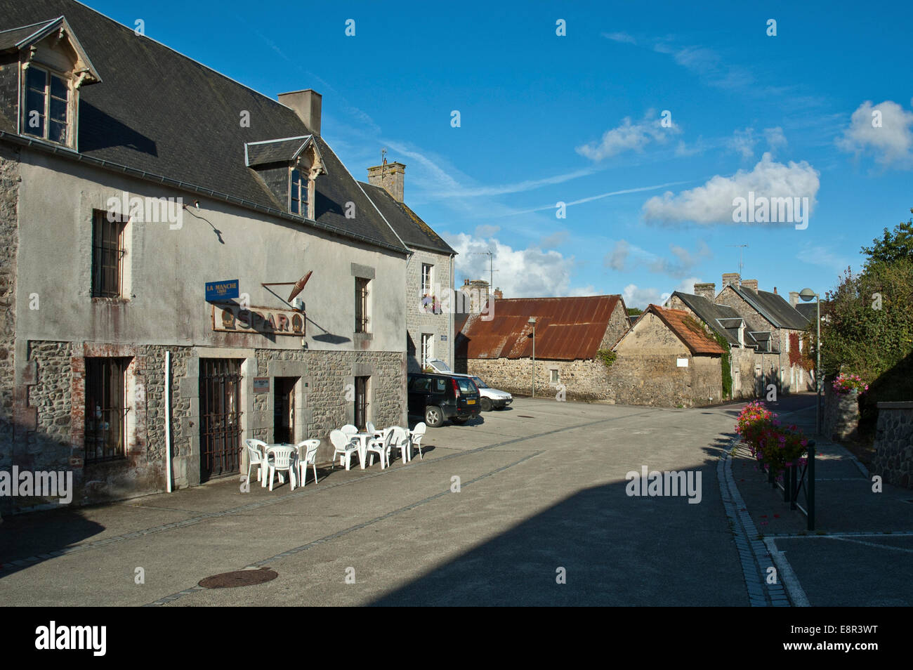 A French Bar Tabac in a small vilage, Nomandy, France Stock Photo