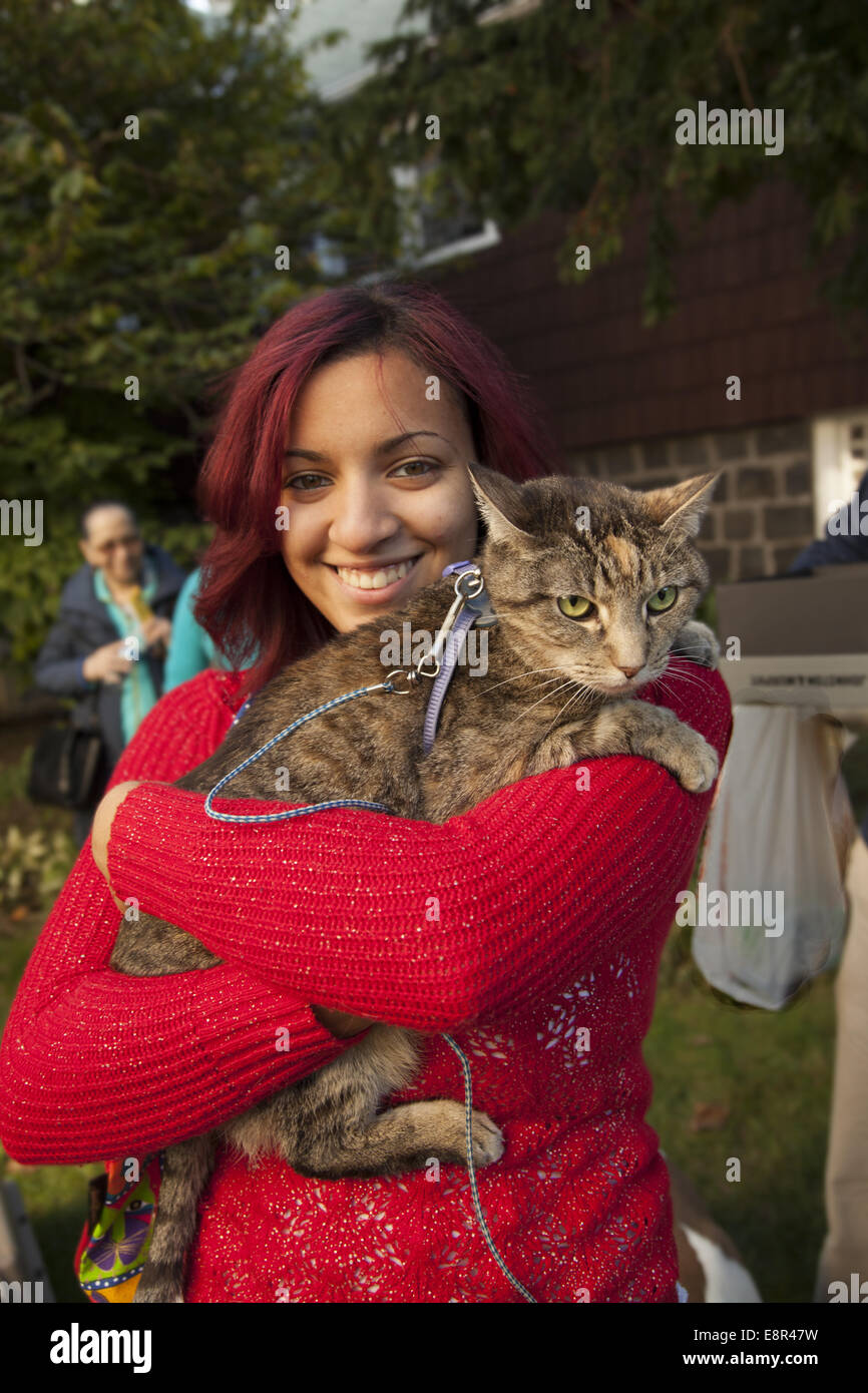 Blessing of the Animals service in an Episcopal church garden in