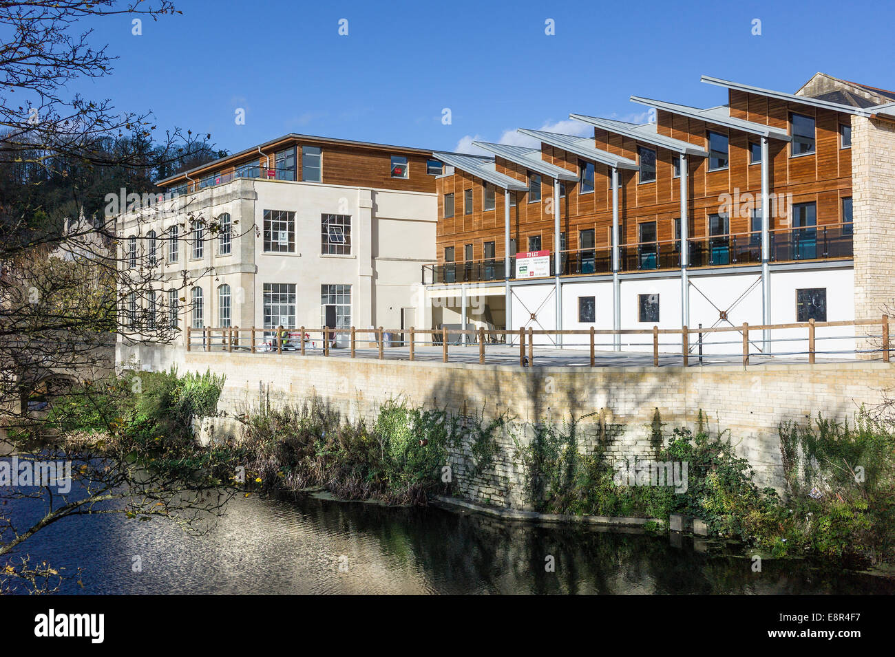 Redevelopment building work on old riverside commercial properties in