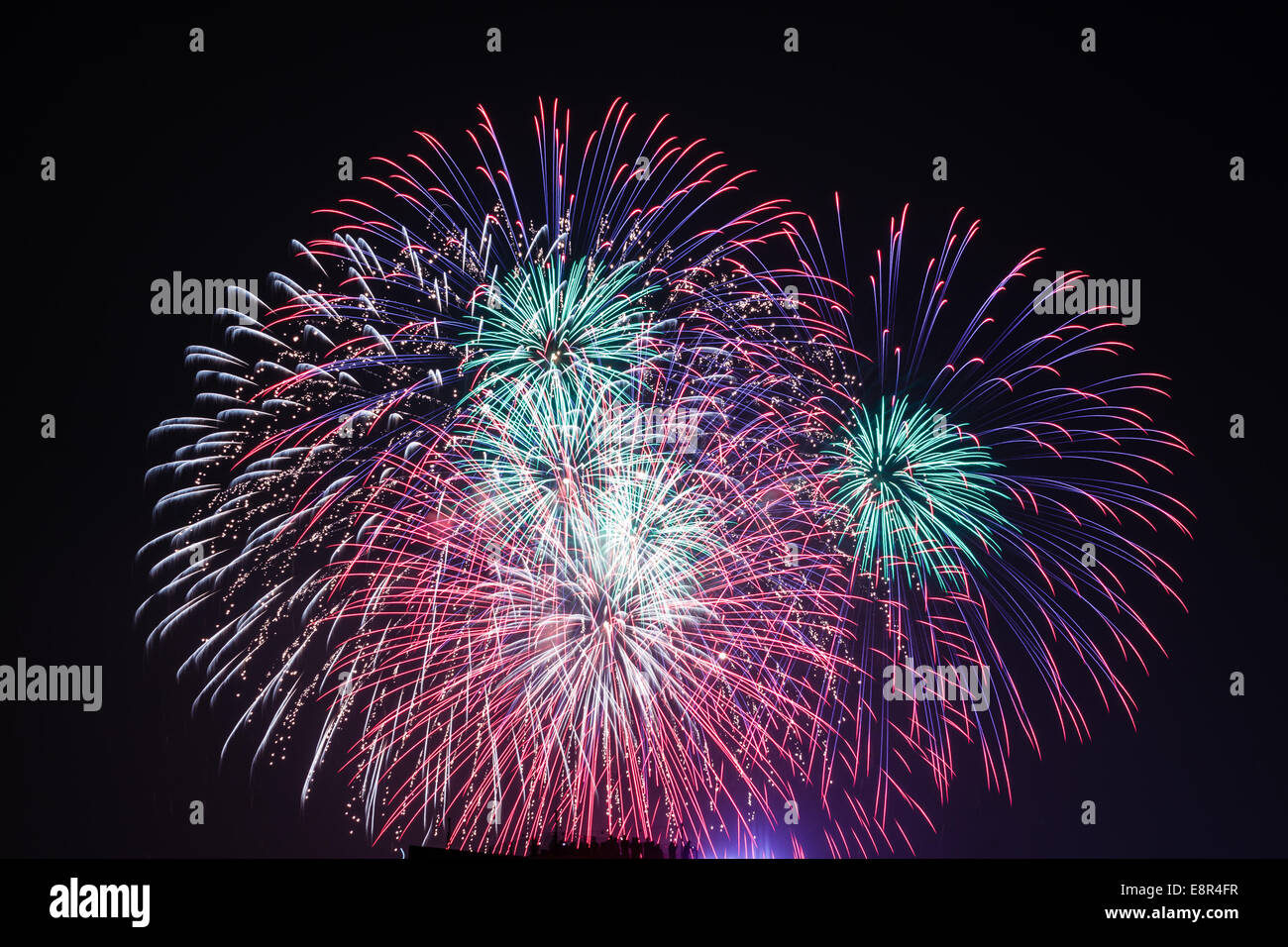 Fireworks at Hanoi, Vietnam Stock Photo