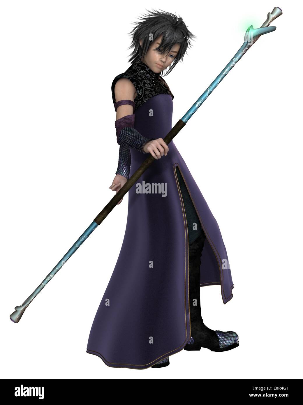 Young Sorcerer in Purple Robes Stock Photo