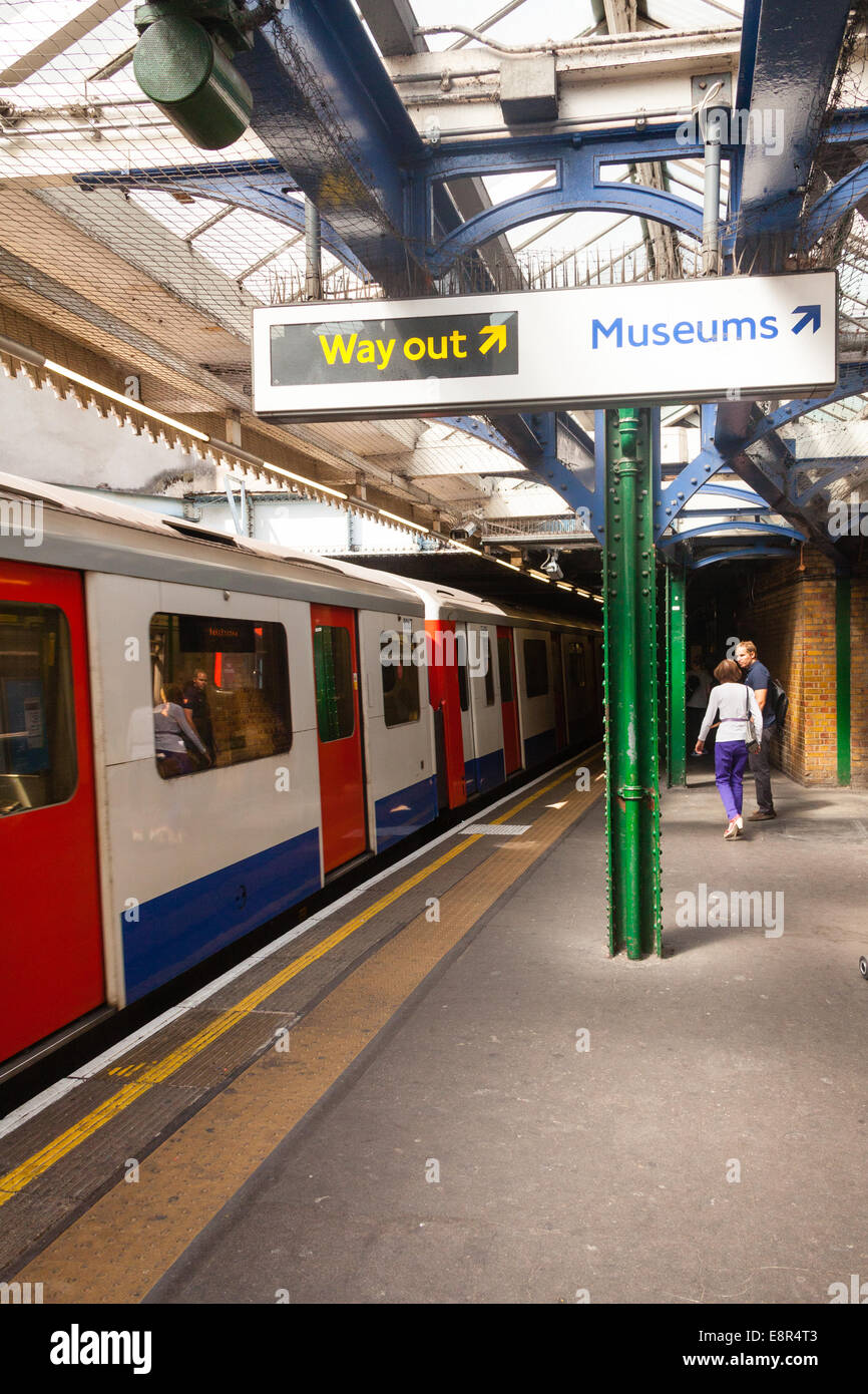 South Kensington underground train, London, England, United Kingdom. Stock Photo